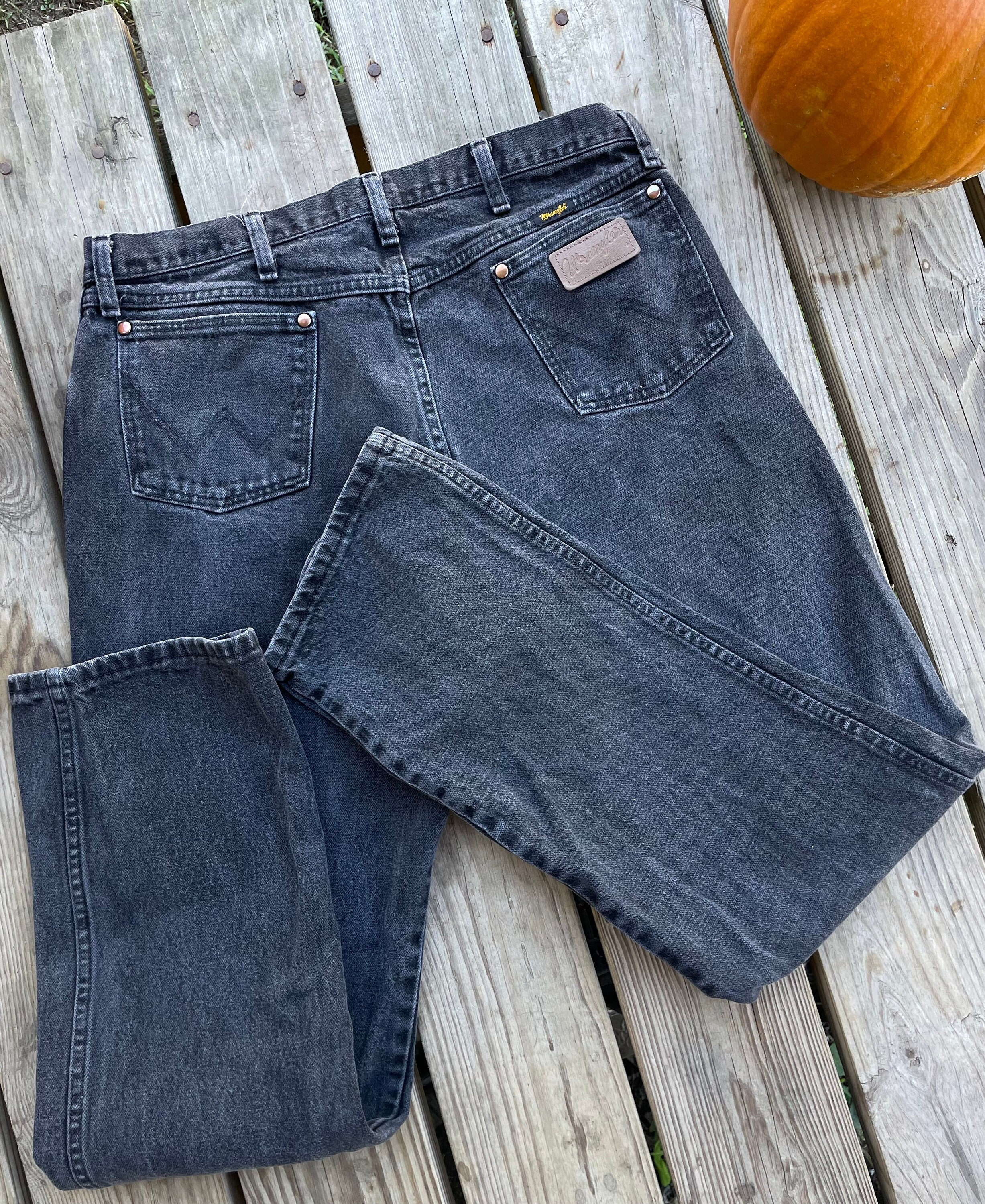 Vintage Wrangler Jeans Men's 36 X 32 Black Wash Made in Mexico 90s