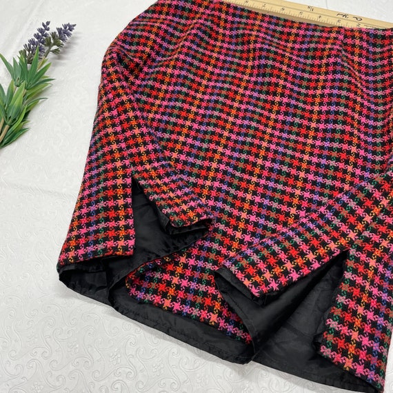 90's Vintage Colorful Houndstooth Plaid High Wais… - image 4