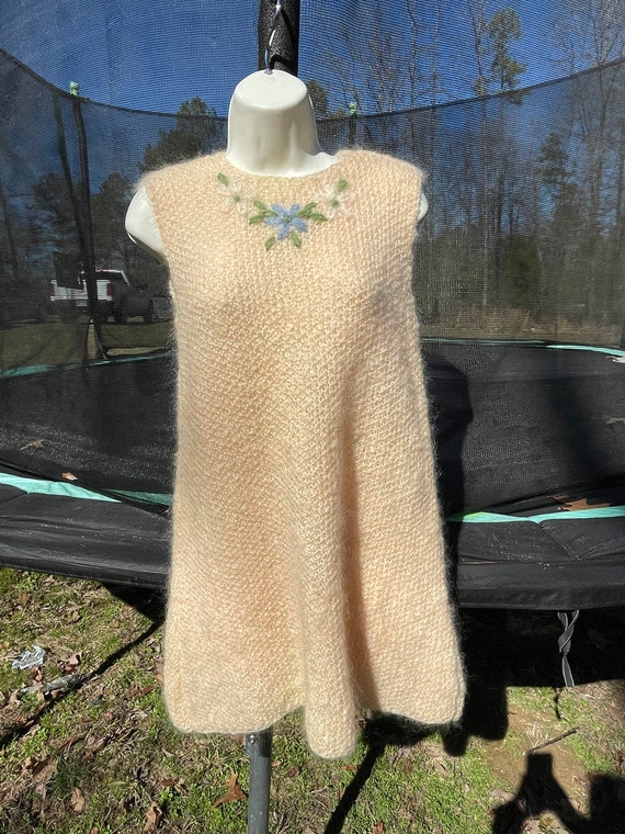 Handmade SM/Med Vintage Knit Cream Color Dress, C… - image 2