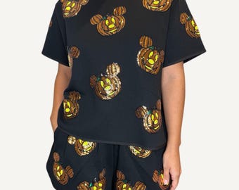 Magical Pumpkins Sequin Set , Women Halloween Set