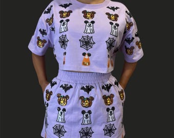 Presale Spooky Icons Sequin Crop & Skirt Set, Disney Halloween