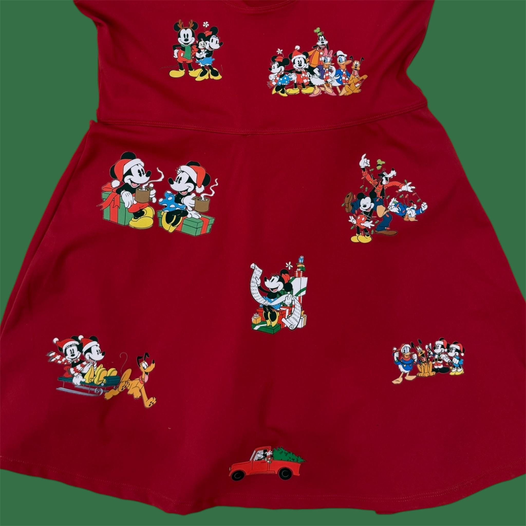 womens disney christmas dress Merry Mickey Mouse Christmas dress Disney Mickey Mouse dress Girls and Adult sizes