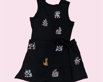 Classic Mouse and Friends Athletic Black  Dress, Magic Women Dress, Vacy Outfit