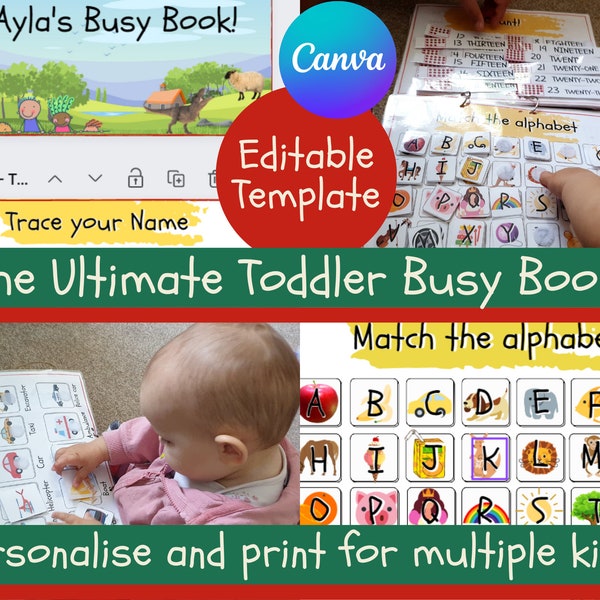 Kleinkind Vorschule Editierbare CANVA Vorlage Toddler Busy Book, Quiet Book Arbeitsblätter, Lernbinder, Homeschooling, laminierte Aktivitäten