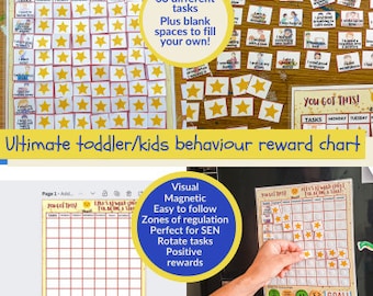 Toddler reward chart, kids behaviour chart, visual support, responsibility chart, SEN, zones of regulation, positive behaviour, personalised