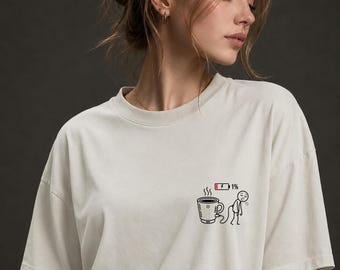 Funny Coffee Shirt, Coffee Lover Gift, Low Battery Tee, Caffeine Addict Shirt, Tired Coffee Lover, Funny Office Worker Tee