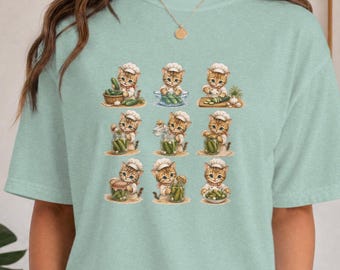 Cute Cat Chef Pickle Making T-Shirt, Kawaii Cooking Cat Tee, Funny Pickle Lover Shirt, Cottagecore Cat Lover Gift
