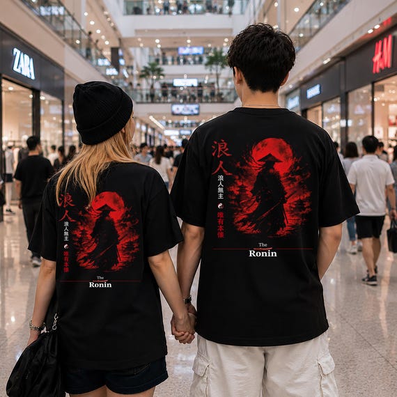 Ronin Samurai Shirt, Japanese Warrior Tee, Red Moon Katana Graphic, Bushido Japanese Art, Vintage Ronin Shirt, Samurai Gift