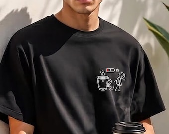 Funny Coffee Shirt, Coffee Lover Gift, Low Battery Tee, Caffeine Addict Shirt, Tired Coffee Lover, Funny Office Worker Tee