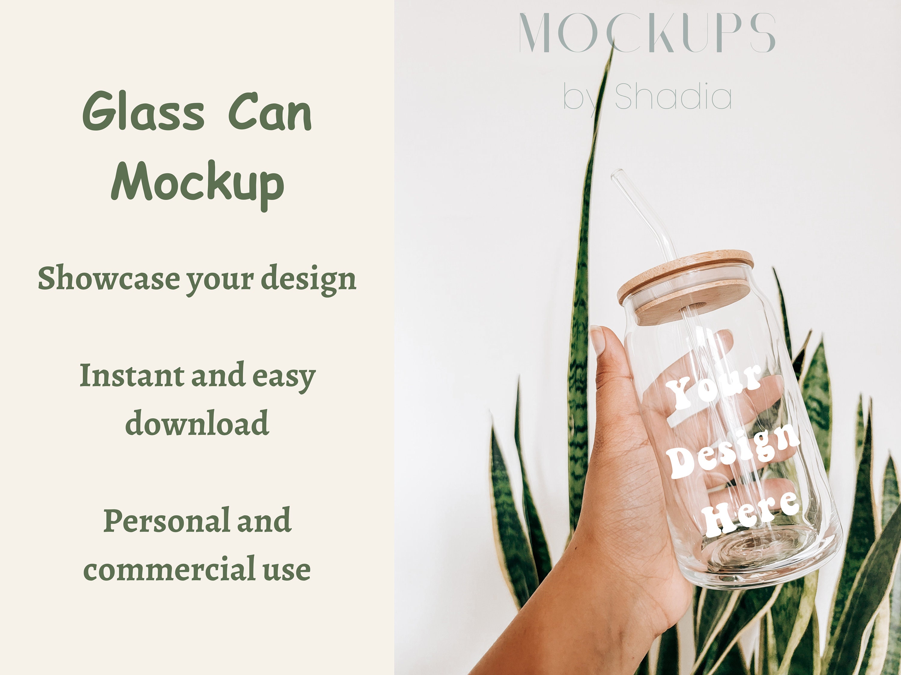 16oz Libbey Glass Can with Bamboo Lid Mockup - Digital Download Glass  Mockup - Wrap Libbey Mock Up - Glass cup can Template