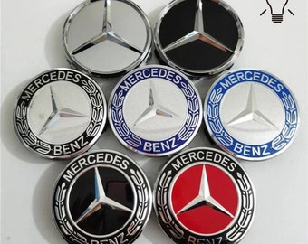 4x 75mm Mercedes-Benz AMG Wheel Center Hub Caps – Red Logo, No Tools Needed!