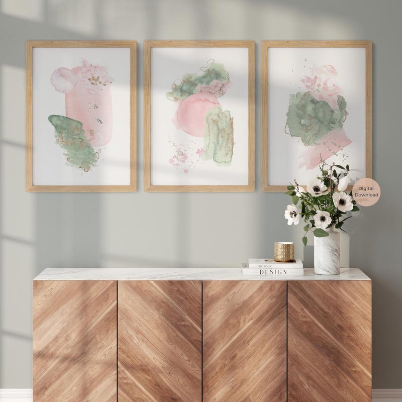 Pink and Green Wall Art - Etsy