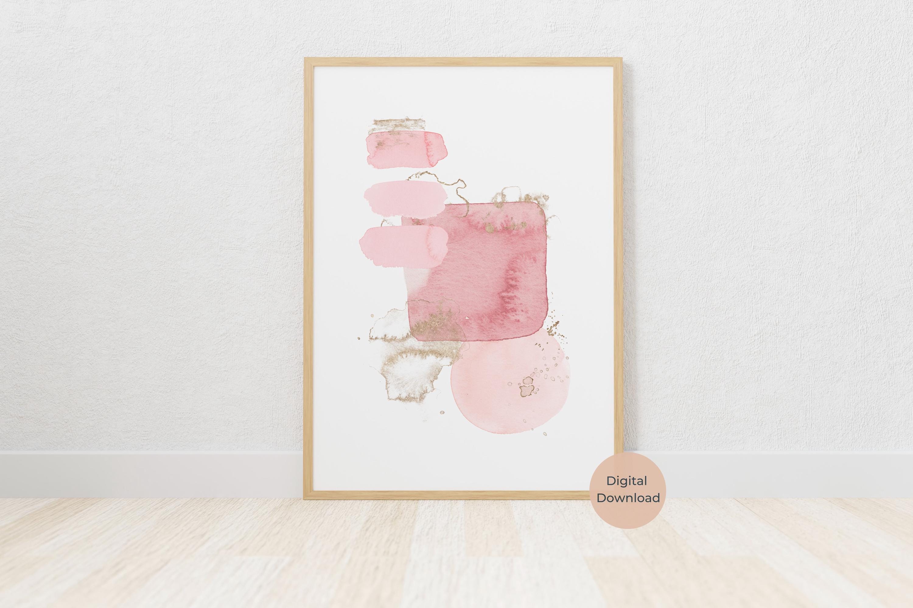 Blush Pink and Gold Abstract Prints, Set of 3, Minimalistic Wall Art ...