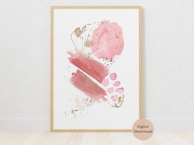 Blush Pink and Gold Abstract Prints Set of 3 Modern Abstract - Etsy