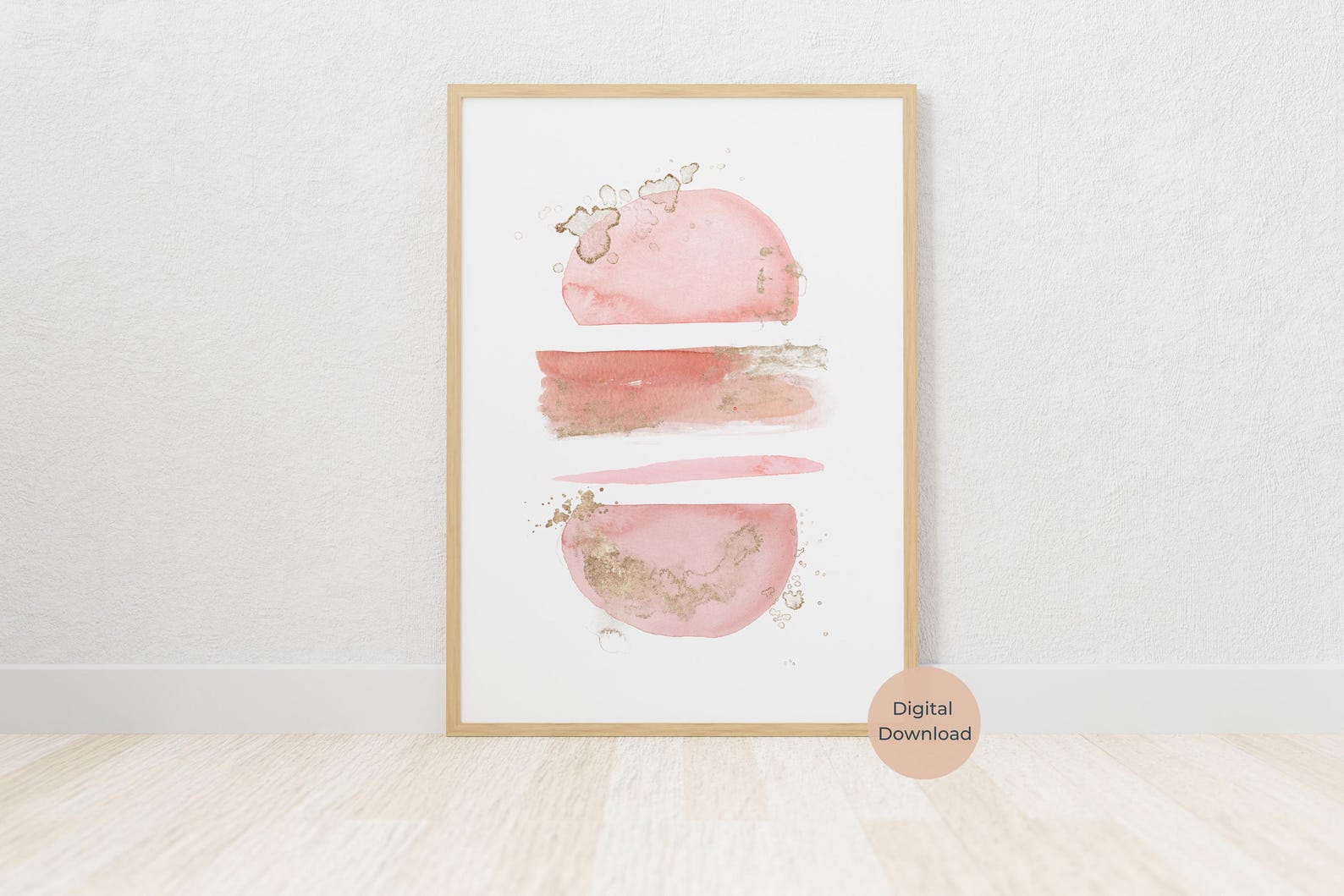 Blush Pink and Gold Abstract Prints, Set of 3, Minimalistic Wall Art ...