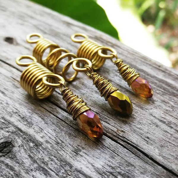 Amethyst Loc jewelry Set, Crystal Dreadlock Jewelry, Dread Sleeves Dreadlock Jewelry