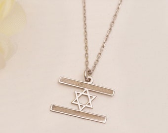 Israel Flag Necklace, Silver David Megan Star Necklace, Dainty Israel Flag Charms, Cute Everyday Map Jewelry Gifts for Jews, Jewish Necklace