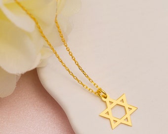 Silver Gold Magen David Star Necklace, Star of David Necklace, Dainty Jewish Star Charm, Everyday Religious Jewelry Gifts for Jews Women Men