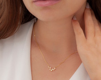 14K Gold Zodiac Constellation Necklace, Celestial Star Sign Pendant, Dainty Silver Jewelry, Birthday Gifts For Her Women Mom, LZD01