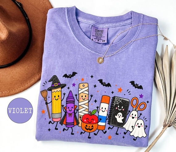 Halloween School Supplies Shirt, Cute Spooky Pencil Tee, Back to School Halloween Shirt, Teacher Gift, Student Fall Graphic Tee
