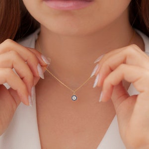 Gold & Silver Dainty Blue Evil Eye Necklace, Protection Jewelry, Mothers Day and Birthday Gifts for Mom Her Women, LEN02
