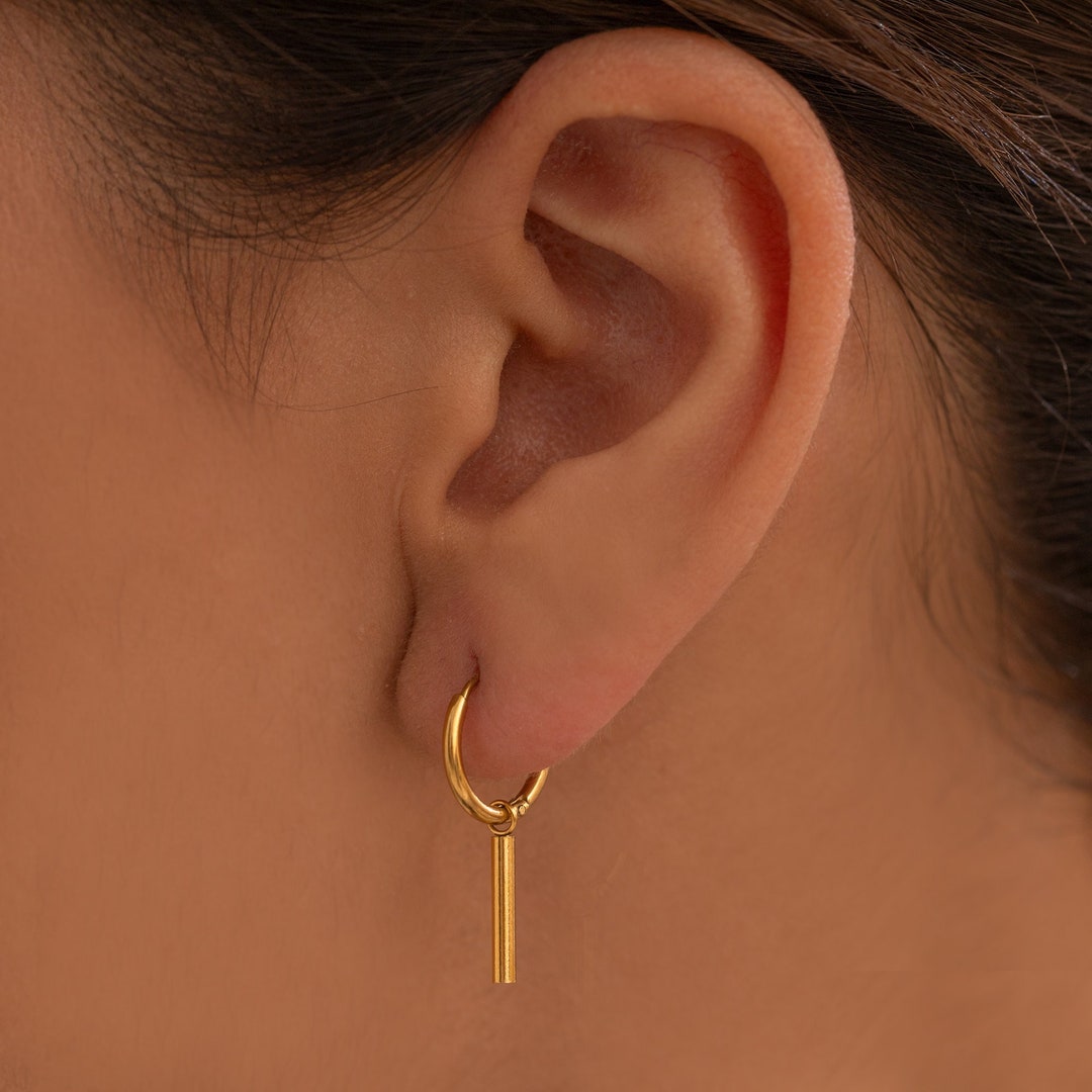 Gold Zoro Cosplay Earrings, Dangle Huggie Hoop, Cute Drop Earrings