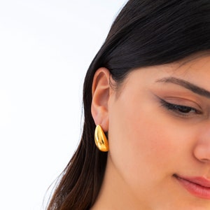 Gold Bottega Trend Earrings, Teardrop Earrings, Stainless Steel Simple Chunky Drops, Anniversary & Mothersday Gifts For Her Mom Grandma BE2
