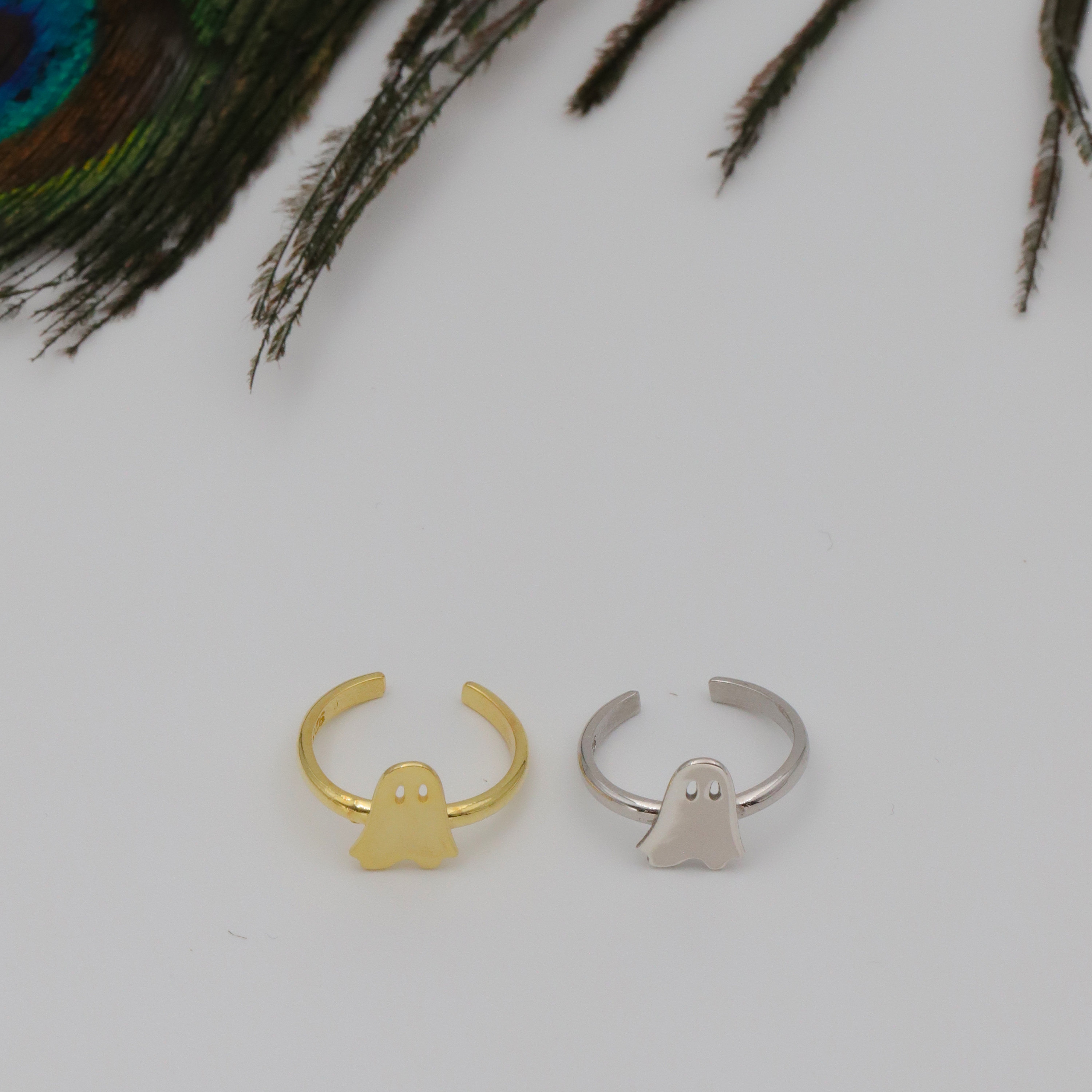 Adjustable Ghost Rings, Cute Minimalist Spooky Ghost Unisex Jewelry ...