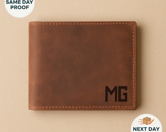 Personalized Leather Wallet for Men | RFID Wallet | Handmade Wallet with Monogram | Groomsmen Gift, Anniversary Gift, Gift for Him