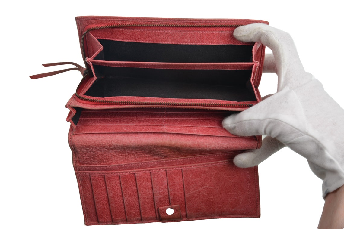 Balenciaga Y2k Vintage Wallet Long Pink Logo Women Leather Etsy