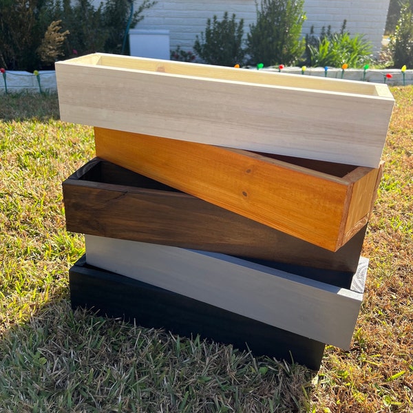 Wood planter box, Wood succulents box, Succulents box, wooden rail planter, Indoor outdoor planter box. (Height) 5.25” x (Depth) 7”