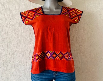 Divine blouse en coton, avec broderie Cho'l main, typique de la jungle nord du Chiapas, blouse mexicaine, haut brodé, haut ethnique, haut tissé.