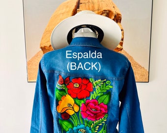 メキシコ刺繍デニムジャケット：手作りオトミアート - Etsy 日本