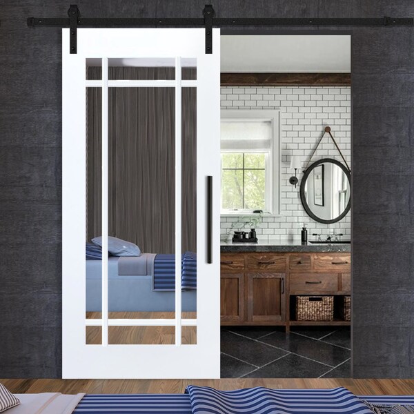 Mirrored Barn Door With Hardware Etsy