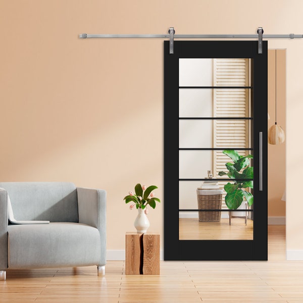 Mirrored Barn Door With Hardware Etsy