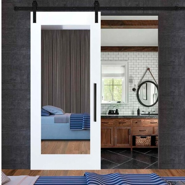 Mirrored Barn Door With Hardware Etsy