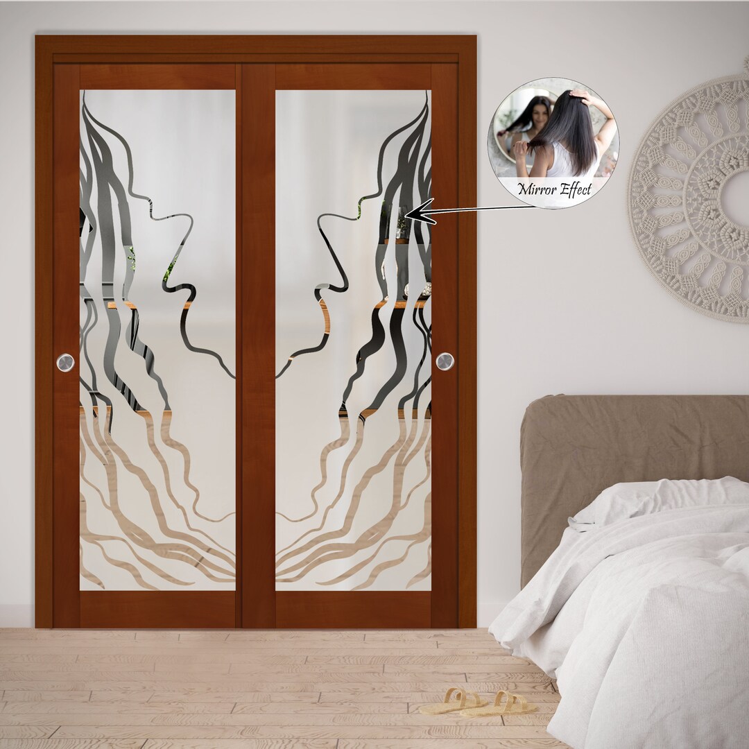 Solid Wood Sliding Bypass Closet Doors With Various Frosted Etsy