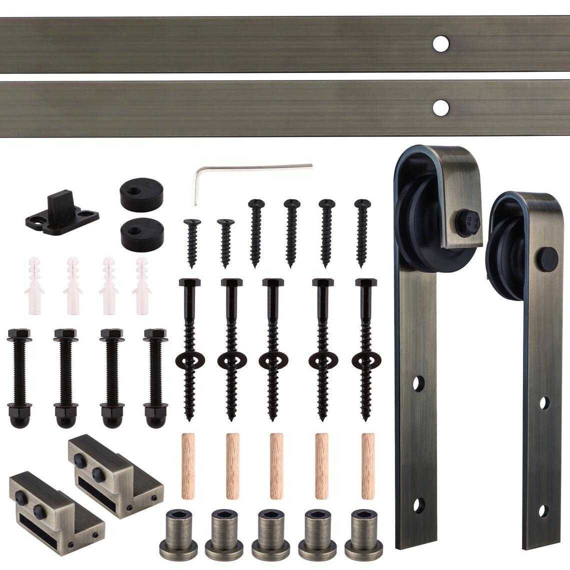 Complete Kit Mirror Sliding Barn Door With Carbon Steel Etsy