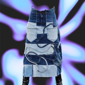 Upcycled denim skirt made of old jeans