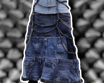 Repurposed Denim Skirt: Sustainable Punk Style with Silver Details