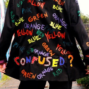 CONFUSED Upcycled unisex blazer custom blazer colourful blazer punky style handpainted image 6