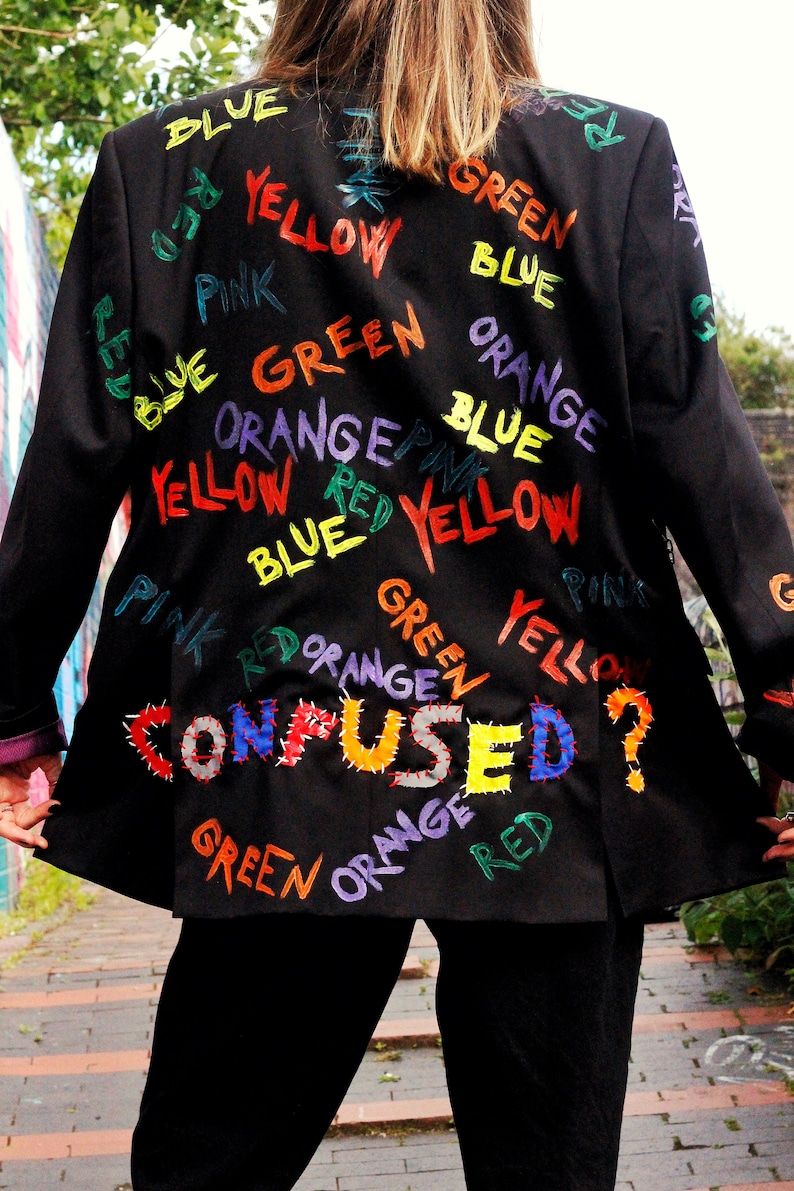 CONFUSED Upcycled unisex blazer custom blazer colourful blazer punky style handpainted image 6