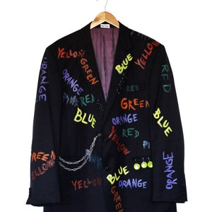 CONFUSED Upcycled unisex blazer custom blazer colourful blazer punky style handpainted image 7