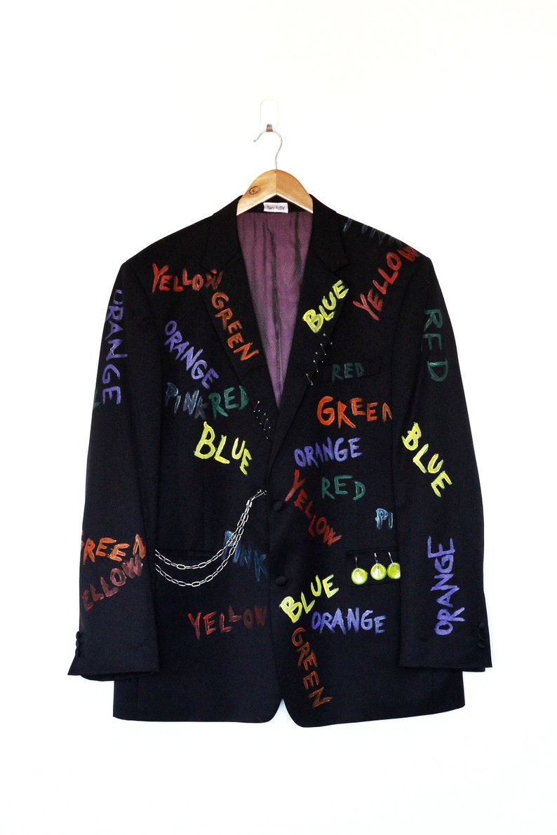 CONFUSED Upcycled unisex blazer custom blazer colourful blazer punky style handpainted image 7