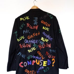 CONFUSED Upcycled unisex blazer custom blazer colourful blazer punky style handpainted image 8