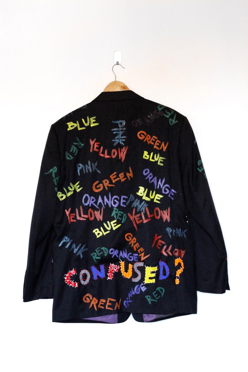 CONFUSED Upcycled unisex blazer custom blazer colourful blazer punky style handpainted image 8