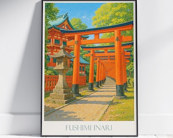 Fushimi Inari Travel Poster: Kyoto Torii Gates Japan Wall Art - Etsy