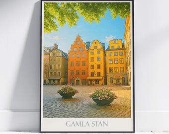 Stockholm Old Town Poster: Colorful Gamla Stan Sweden Art Print
