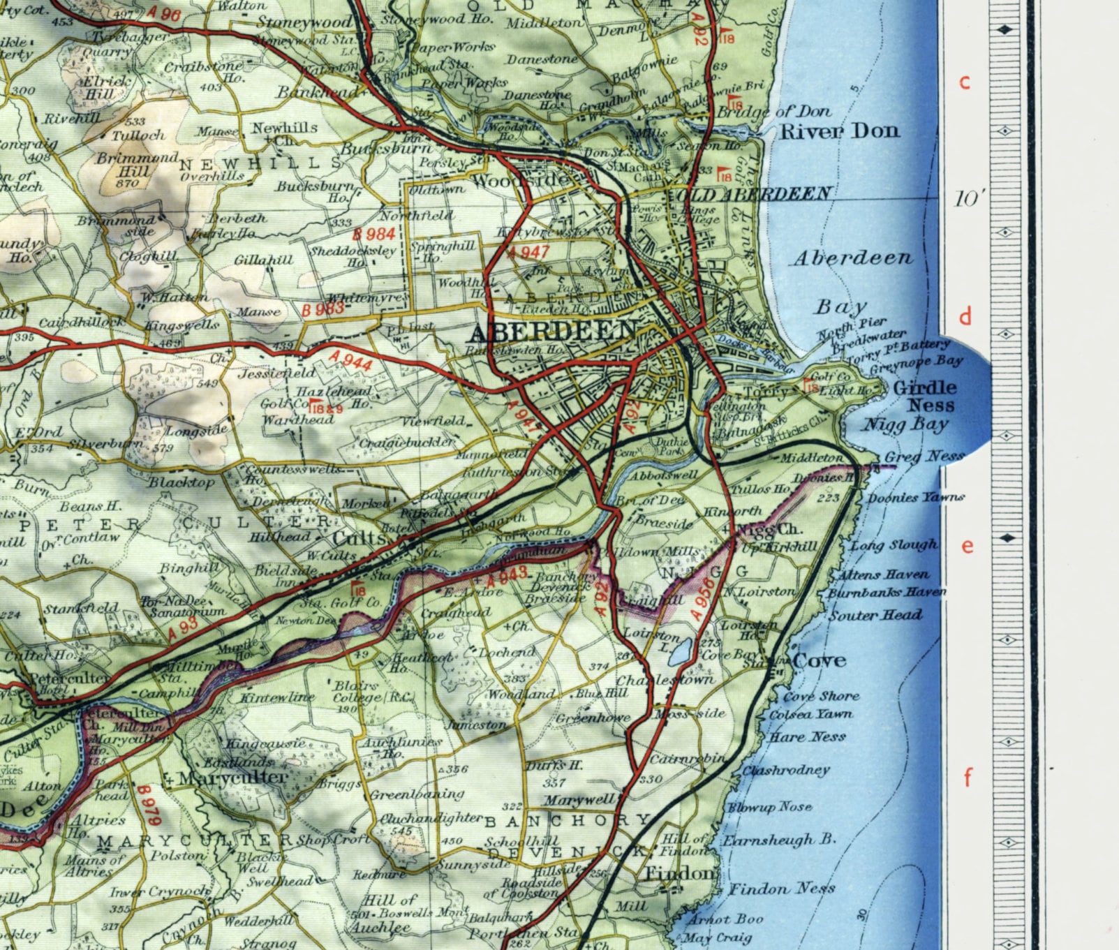 Deeside, Scotland ~ Vintage Style Flat 2D Shaded Map Print Poster Wall ...