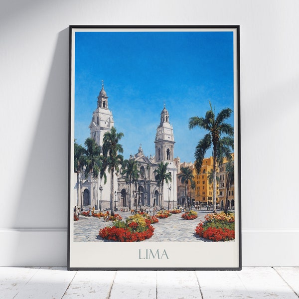 Lima Travel Print ~ Travel Poster Wall Art Home Decor Peru Personalized Gift Painting Framed